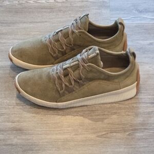 Sorel Womens Shoes Size 10.5 Green Out N About Waterproof Lace Up Suede Sneakers